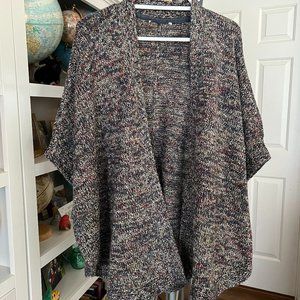 Multicolor Woven Poncho Cardigan 2x